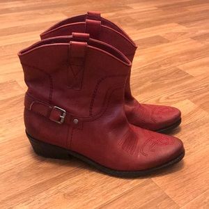 Franco Sarto Red Cowgirl Ankle Boots size 7.5